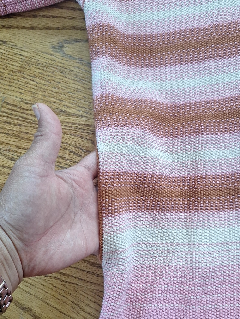 Missoni Pink and Tan Striped Open-Front Short Sleee Knit Cardigan L/XL - Picture 2 of 4